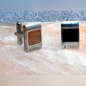 Bliss By Damiani Diamond & Spinel Men Cufflinks Signed Convertible Silver 5507